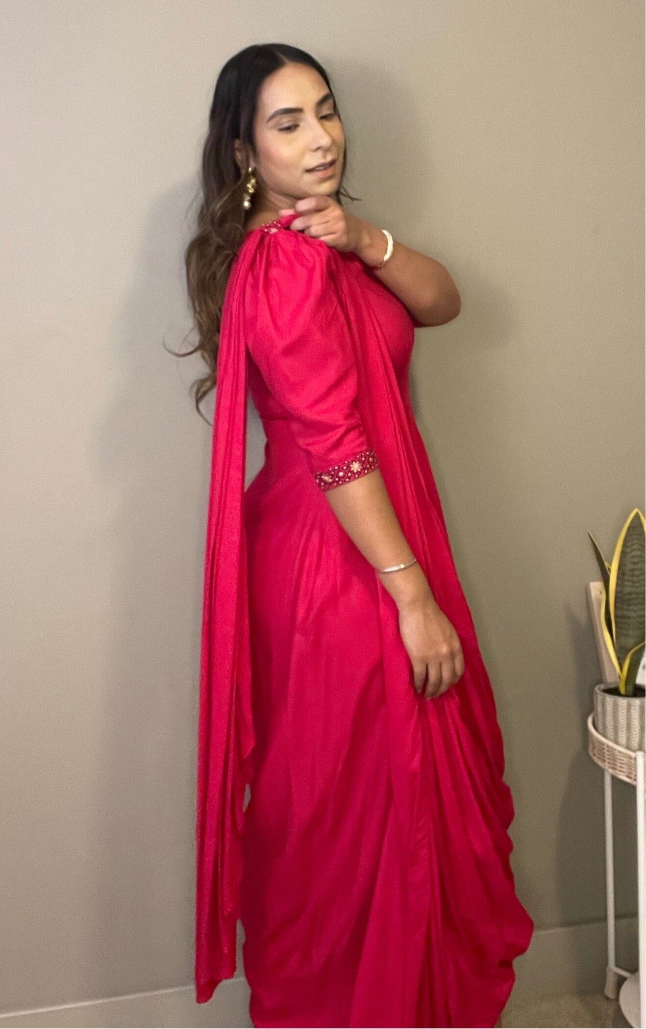 Pink Drape Saree