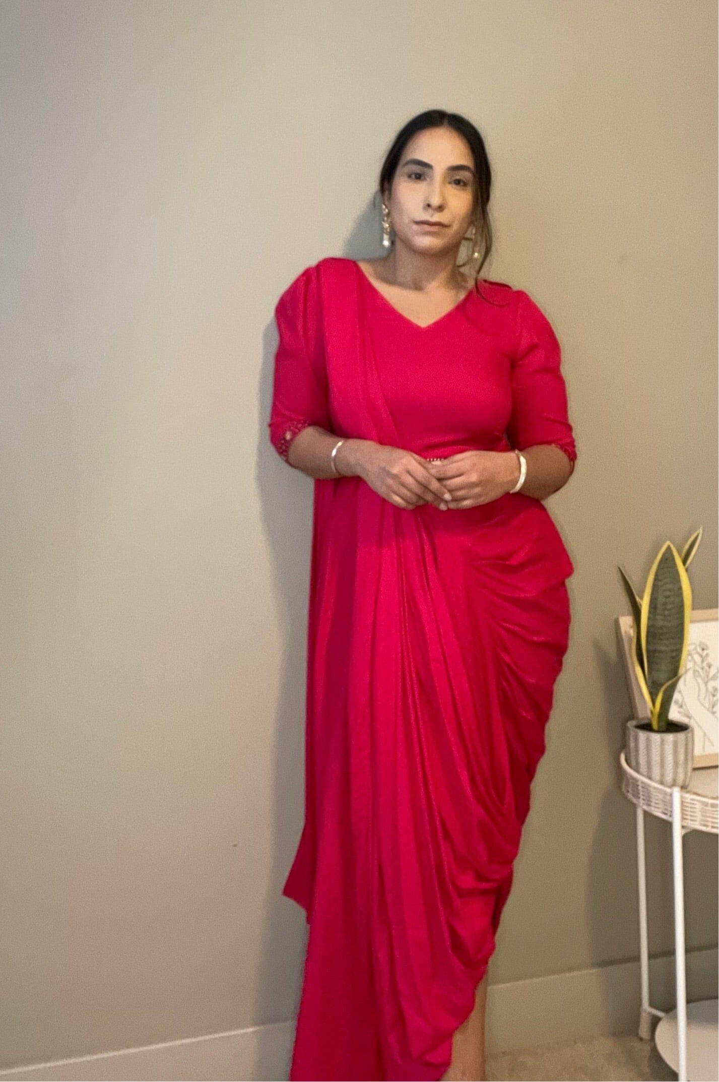 Pink Drape Saree