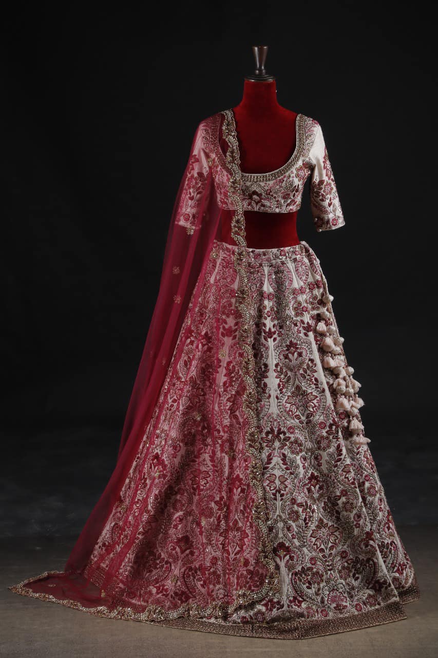 Pink Embroidered Floral Lehenga