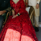 Red Sequin Lehenga Set