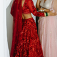 Red Sequin Lehenga Set