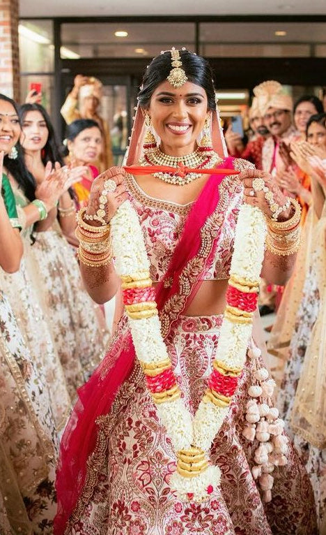 Pink Embroidered Floral Lehenga