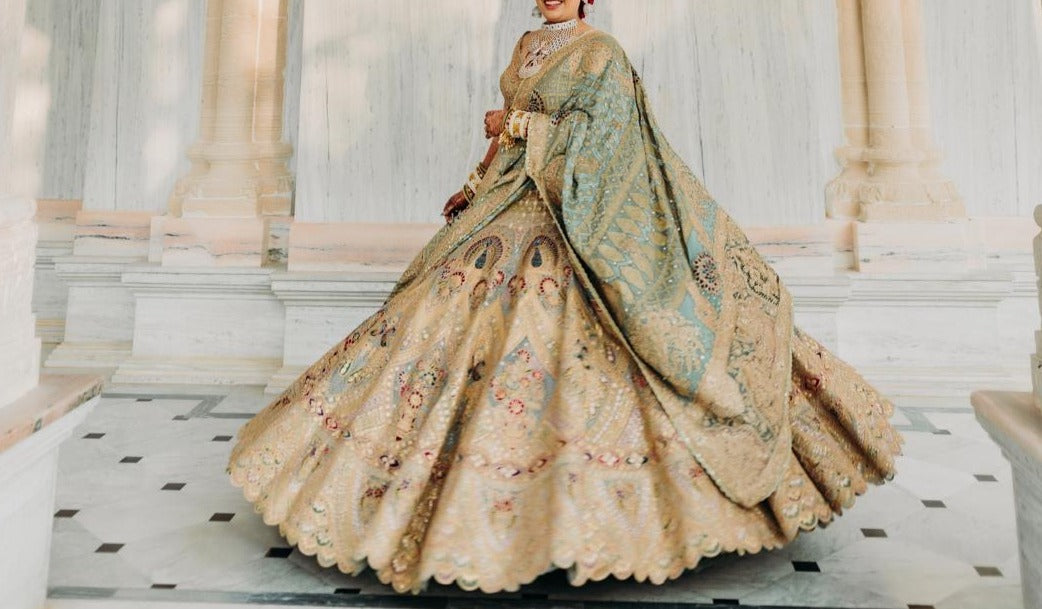 Ice Gray Silk Lehenga