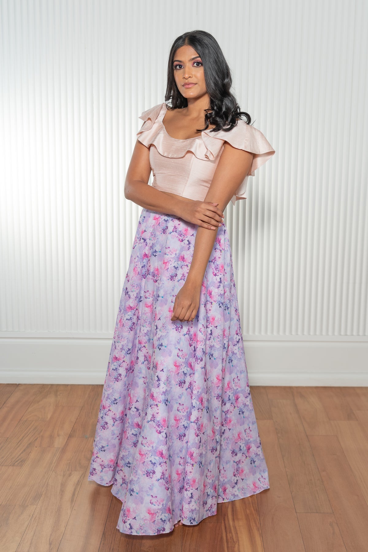 Anisha Purple Floral Cotton Skirt