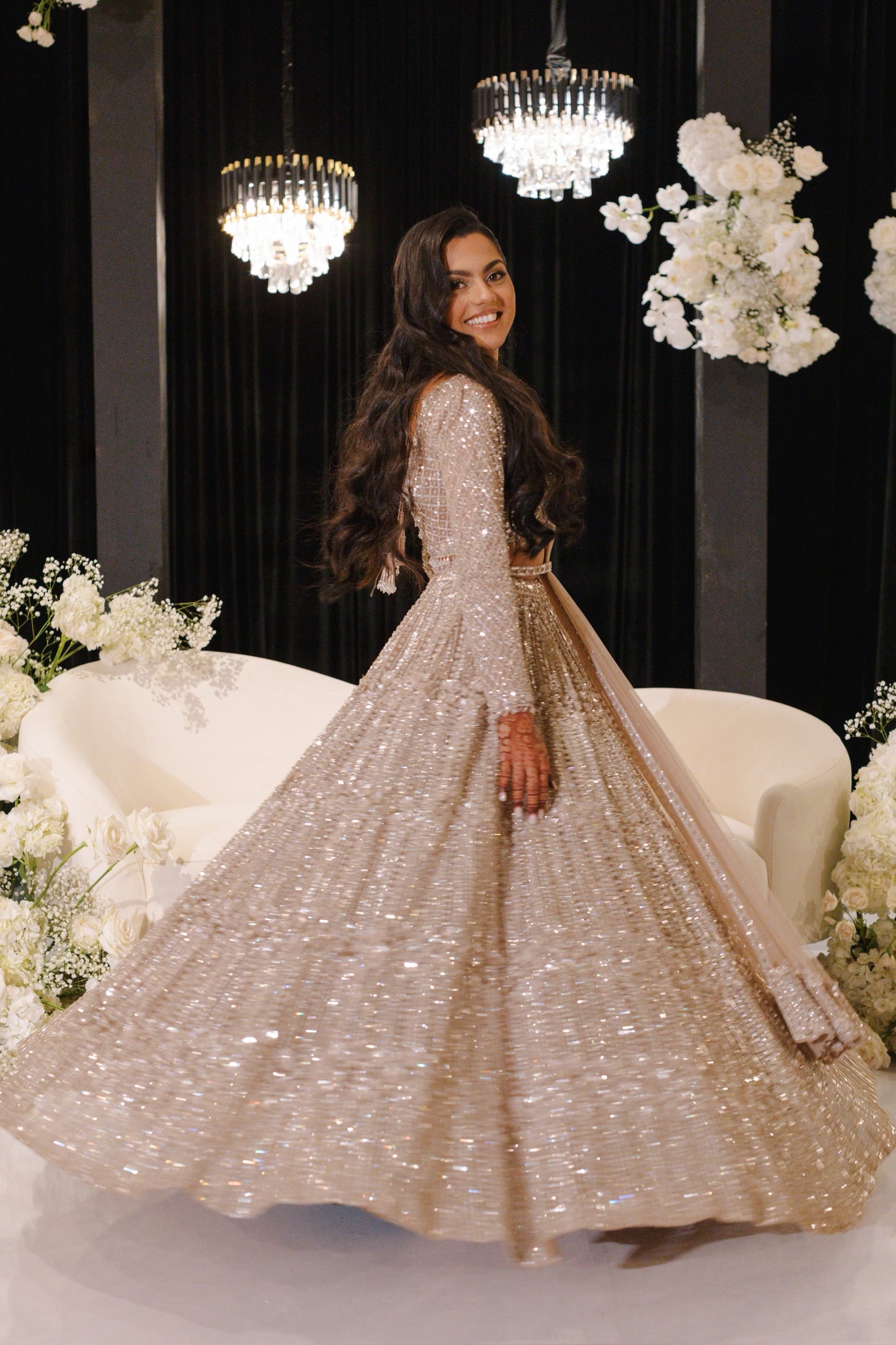 Champagne Sequin Lehenga