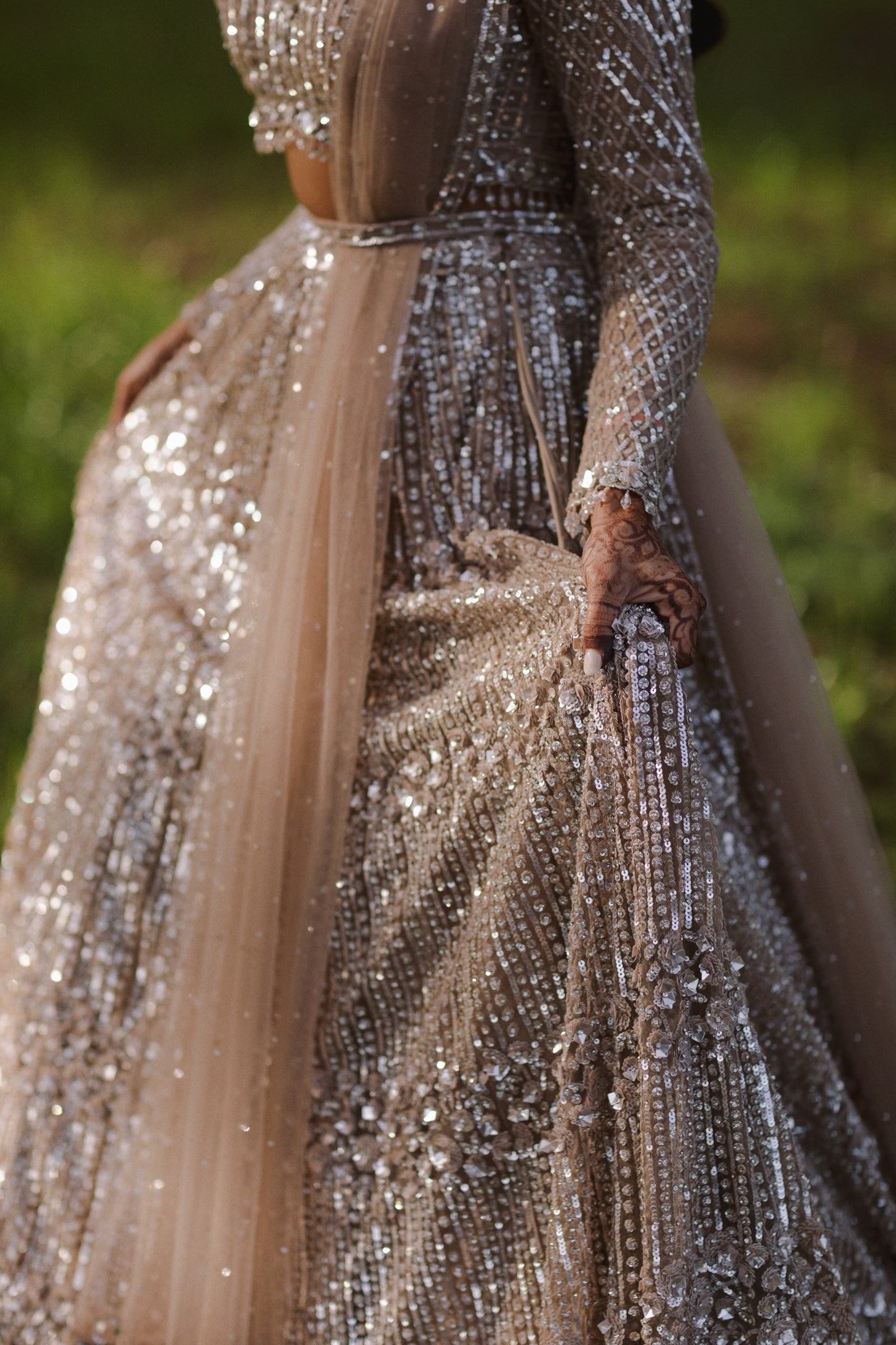 Champagne Sequin Lehenga