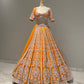 Mustard Orange Raw Silk Lehenga