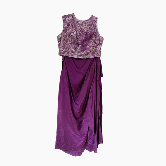 Purple Indowestern Cape Skirt Set