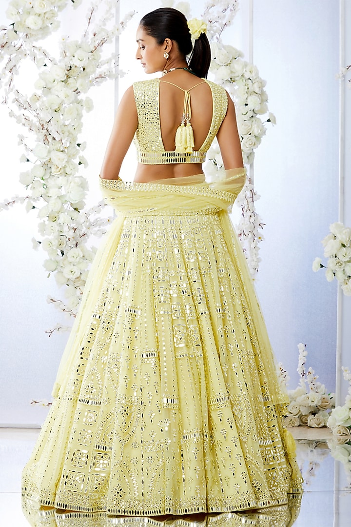 Lemon Yellow Embroidered Lehenga