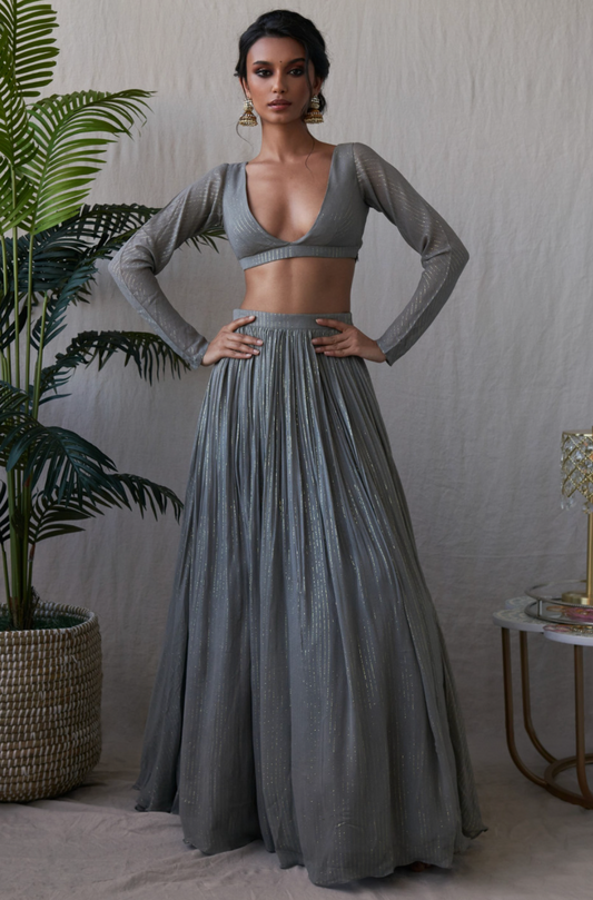 Indowestern Gray Lehenga