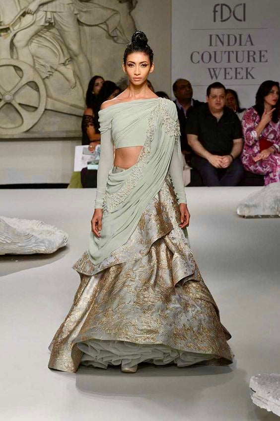 Sage Green Cascading Lehenga