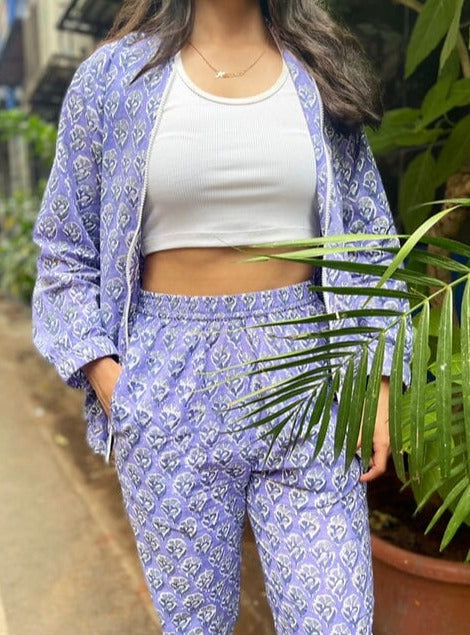 Purple Motif Print Athliesure Set